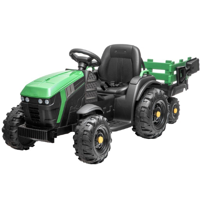 Eldriven traktor med släpvagn, Grön